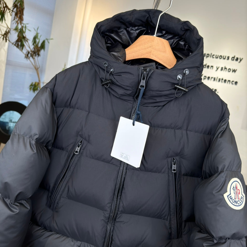 Moncler Long Black Down Coat Hooded Oversized