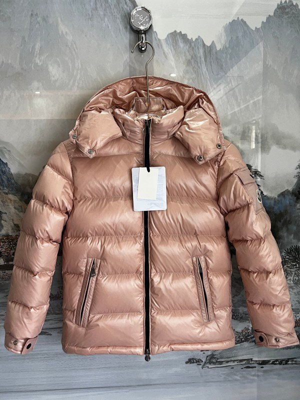 Moncler Rose Gold Gloss Hooded Short Down Jacket