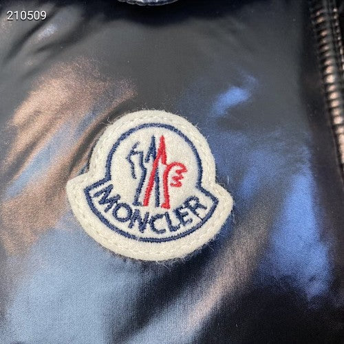 Moncler Maya Down Jacket Navy Glossy Lacquer Tricolor Zip