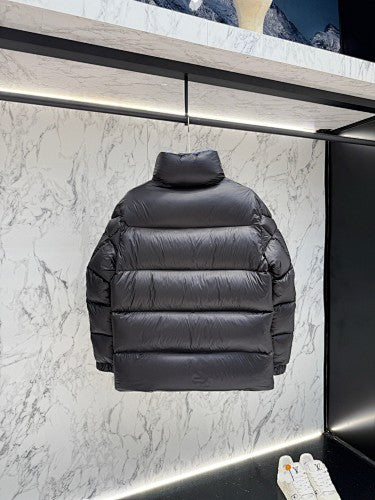 Moncler Black Gloss Puffer Jacket with Electric Blue Interior Lining