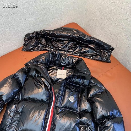 Moncler Maya Down Jacket Navy Glossy Lacquer Tricolor Zip