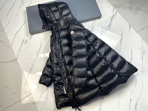 Moncler Black Gloss Longline Hooded Down Coat