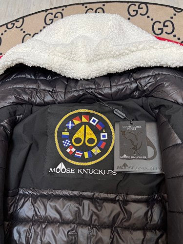 Moose Knuckles Sherpa Fleece Jacket Cream White MOOSE Back Embroidery
