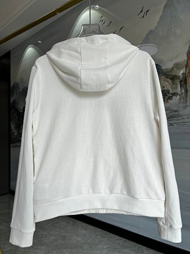 Moncler White Hybrid Down & Knit Jacket with Logo Stripe Band