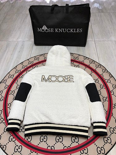Moose Knuckles Sherpa Fleece Jacket Cream White MOOSE Back Embroidery