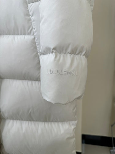 Lululemon White Longline Maxi Hooded Down Coat