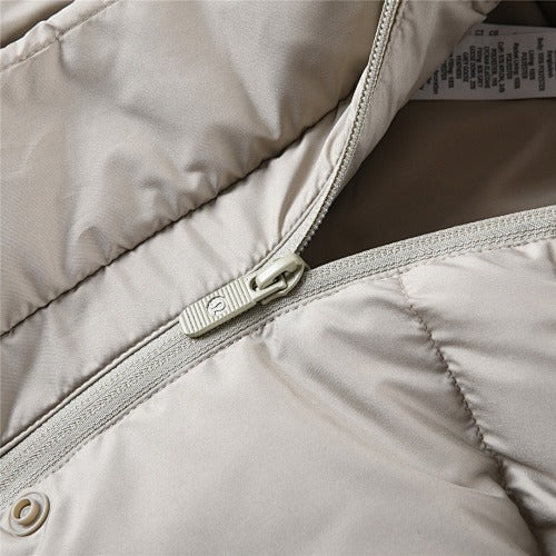 Beige Hooded Down Puffer Jacket