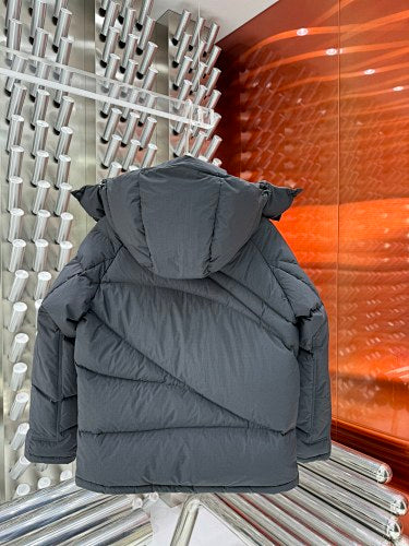Moncler Black Gloss Hooded Down Jacket with Interior Pockets
