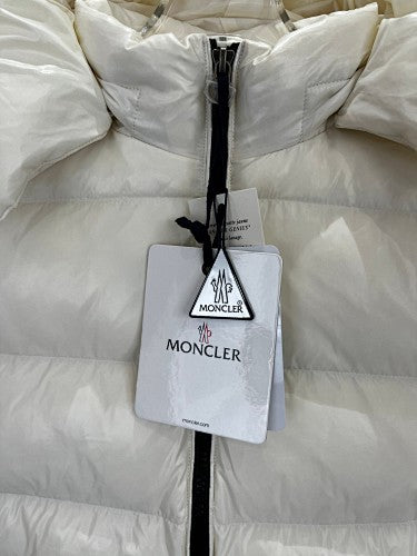 Moncler Cream Gloss Hooded Short Down Jacket