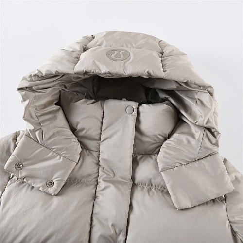 Beige Hooded Down Puffer Jacket