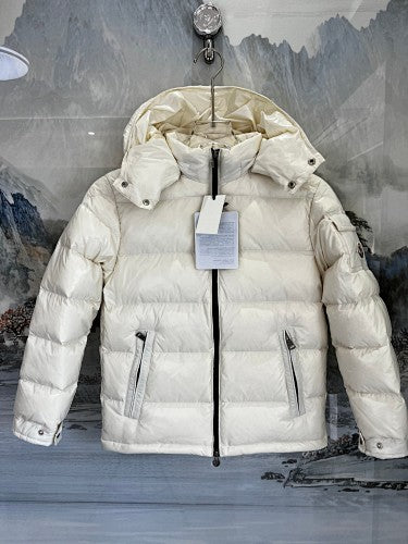 Moncler Cream Gloss Hooded Short Down Jacket