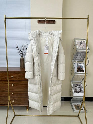 Lululemon White Longline Maxi Hooded Down Coat