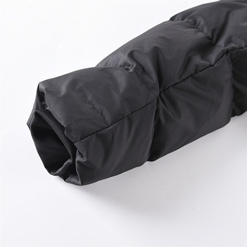 Black Cropped Hooded Puffer Jacket