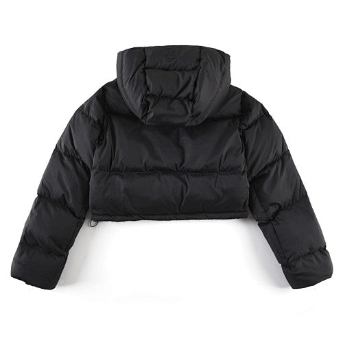 Black Cropped Hooded Puffer Jacket