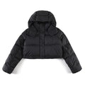 Black Cropped Hooded Puffer Jacket