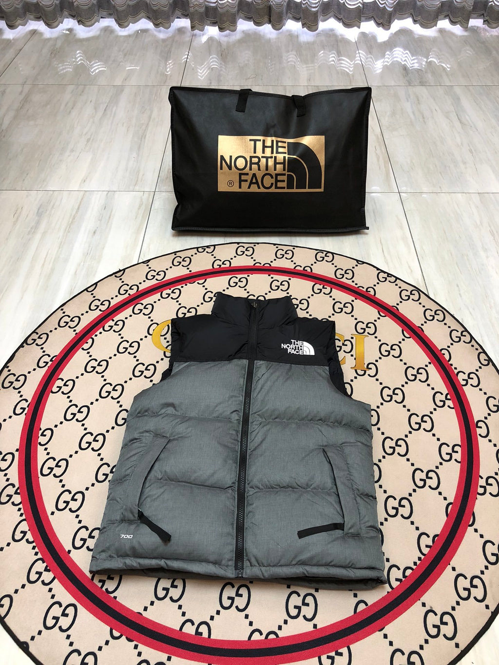 The North Face Grey Nuptse 700 Down Vest