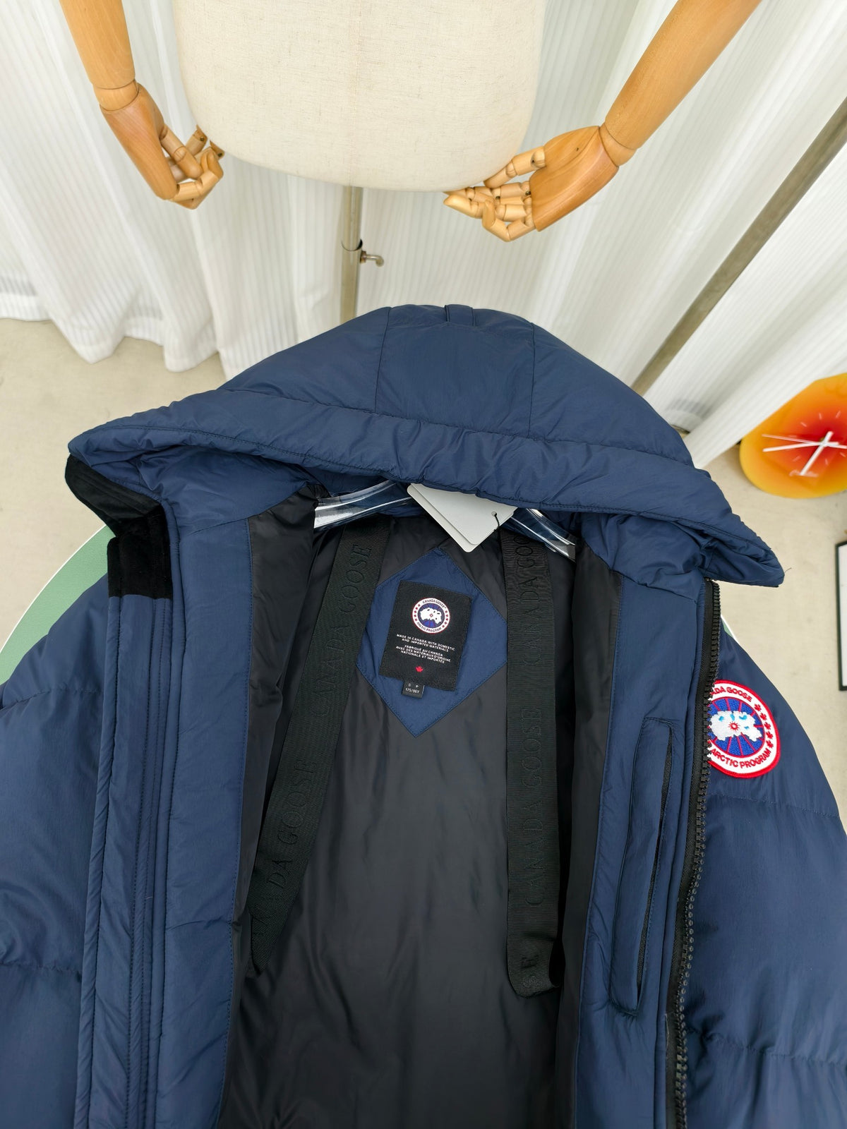 Canada Goose Navy Mid-Length Hooded Puffer Jacket