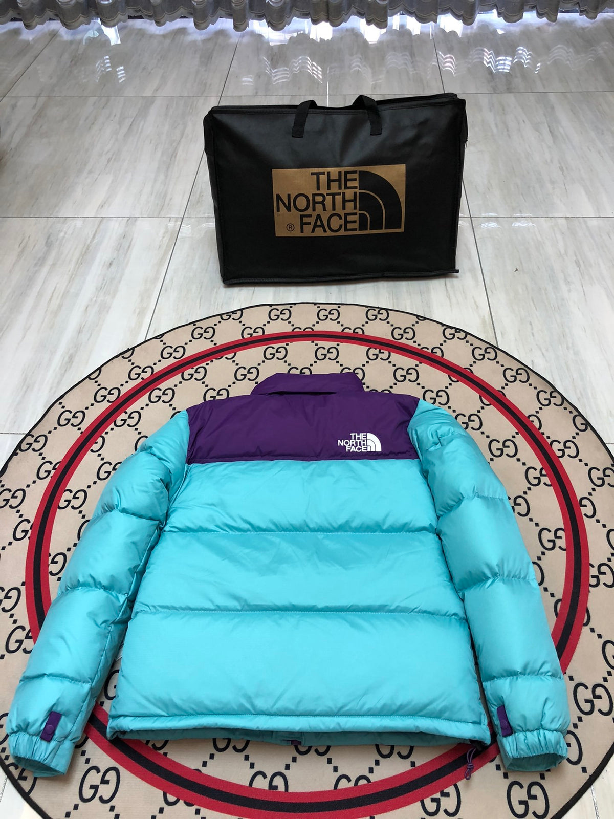 The North Face 1996 Retro Nuptse Cyan / Purple Down Jacket – 700 Fill