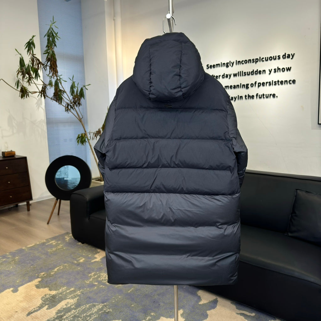 Moncler Long Black Down Coat Hooded Oversized