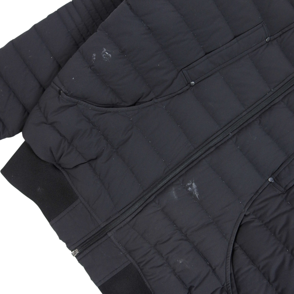 Moncler Black Down Bomber Jacket with Cargo Pockets