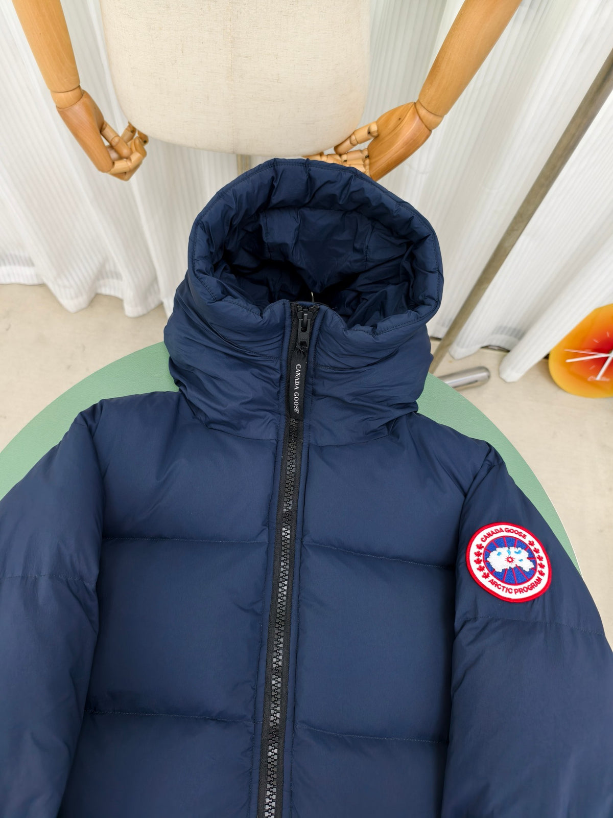 Canada Goose Navy Mid-Length Hooded Puffer Jacket