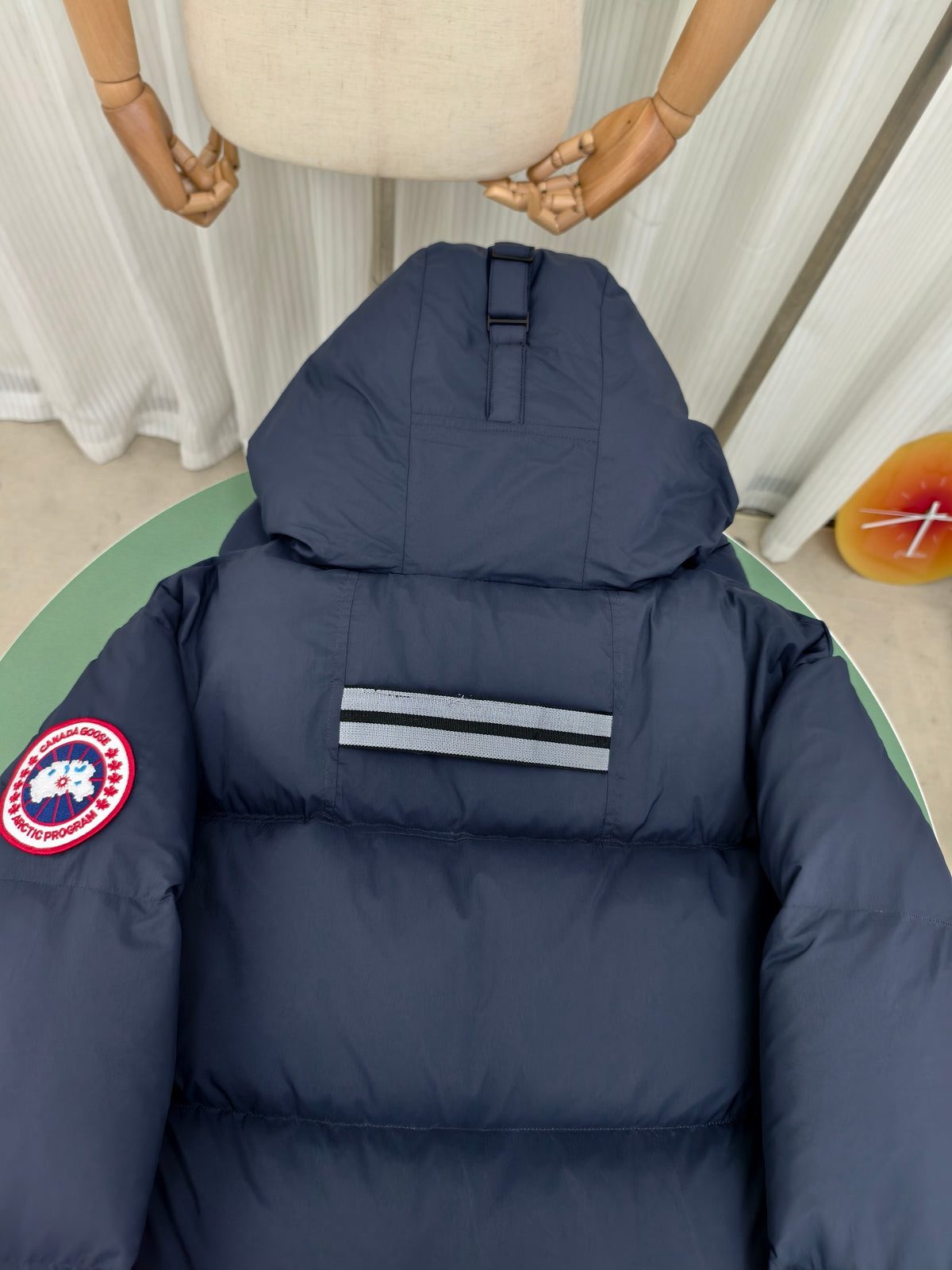 Canada Goose Navy Mid-Length Hooded Puffer Jacket