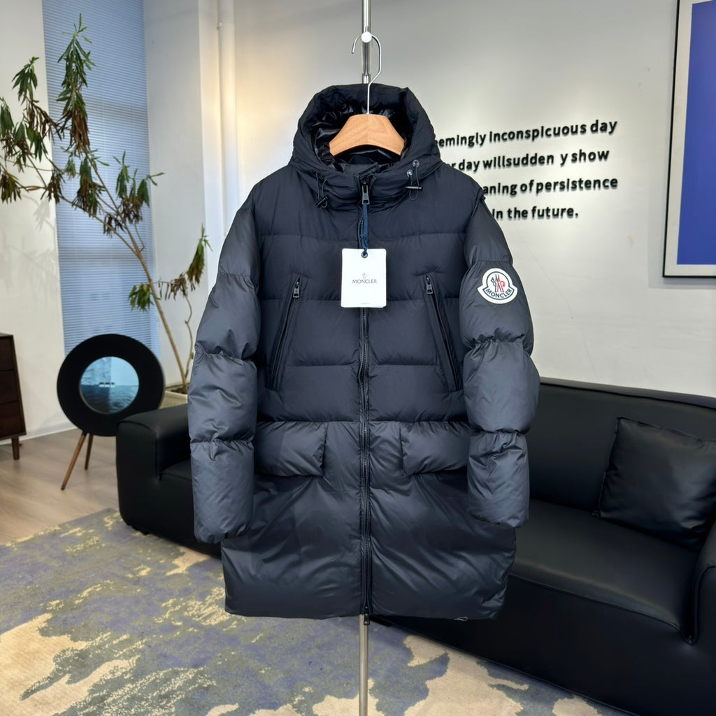 Moncler Long Black Down Coat Hooded Oversized