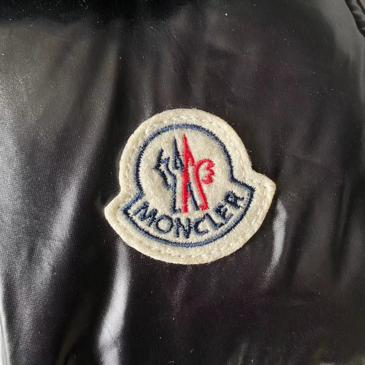 Moncler Black Gloss Maya Hooded Down Jacket with Two-Way Zip