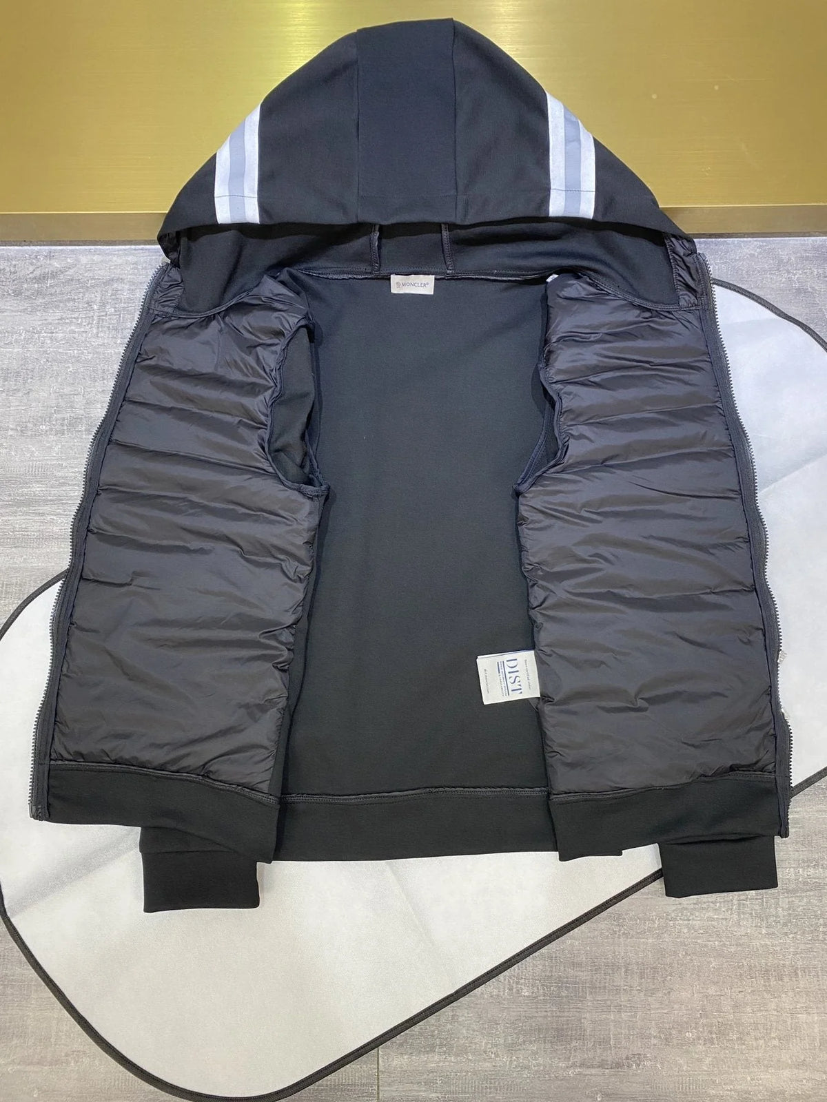 Moncler Black Hybrid Knit & Down Hooded Cardigan Jacket