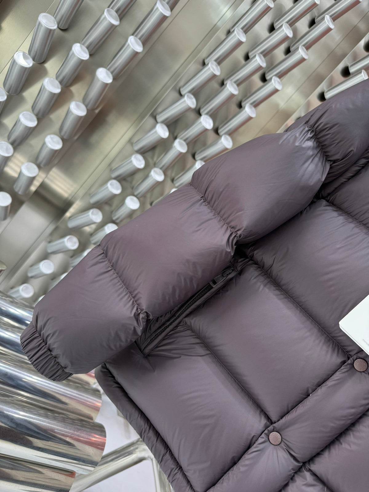 Moncler Down Jacket Dark Brown Blue Hood Two-Tone