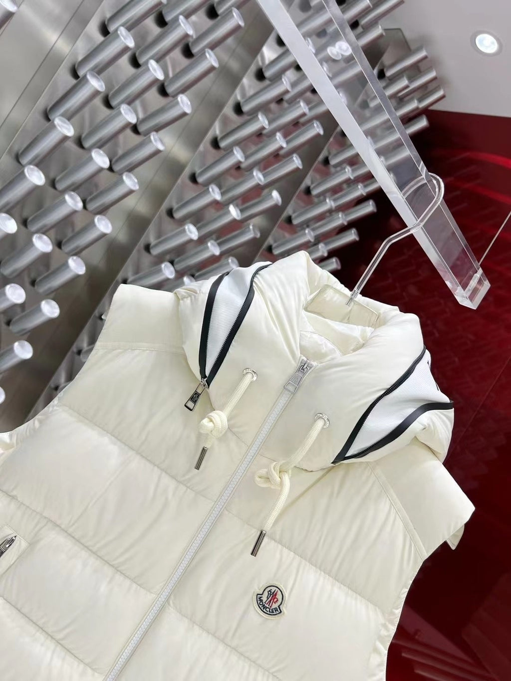 Moncler Hooded Down Vest – White