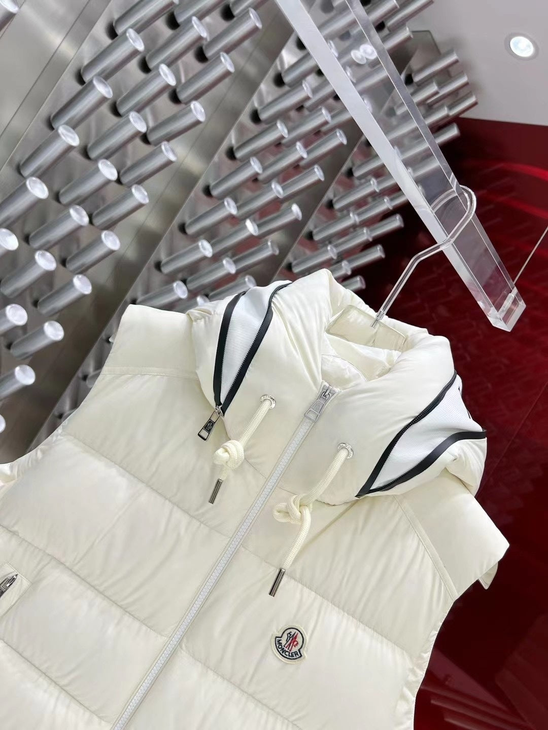 Moncler Hooded Down Vest – White