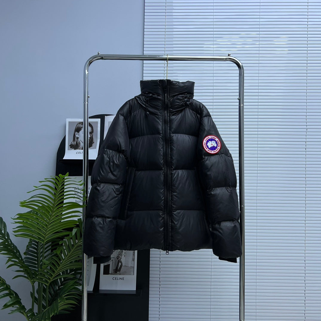 Canada Goose Black Logo-Zip Hooded Down Jacket