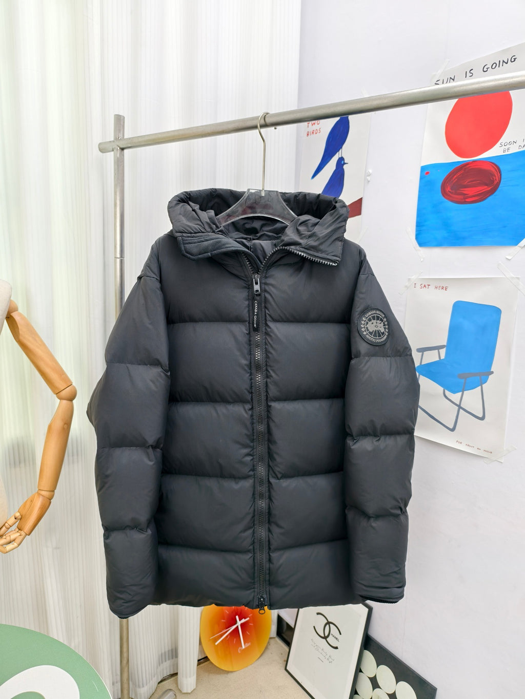 Canada Goose Black Matte Oversized Hooded Puffer Jacket